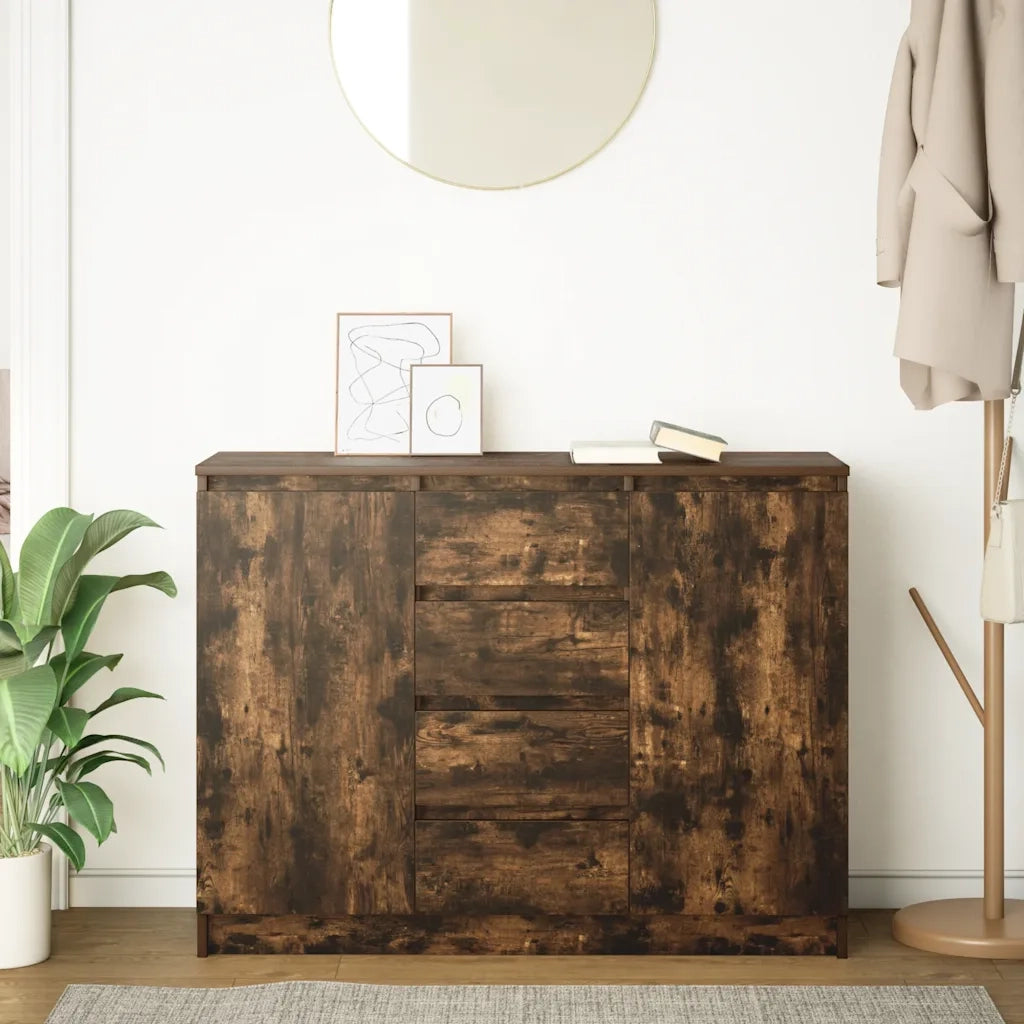 Credenza con Cassetti-Buffet-Armadio da cucina Rovere Fumo 100,5x35x76 cm in Truciolato