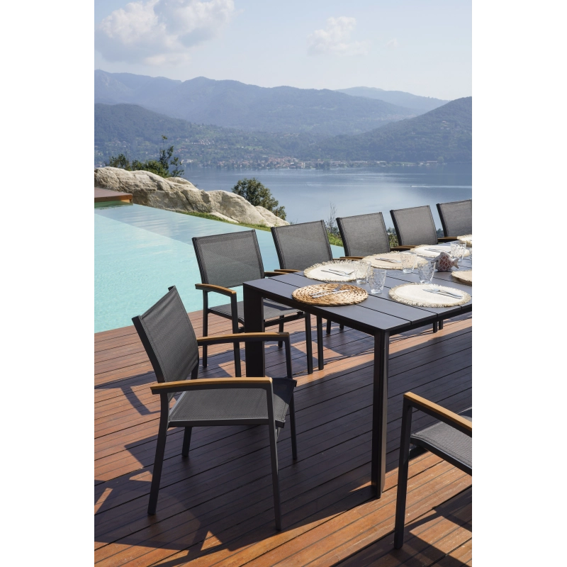 Tavolo Nettuno Allungabile 200/300 X 100 Cm - Allungo Con Gambe Scorrevoli - Antracite Moia