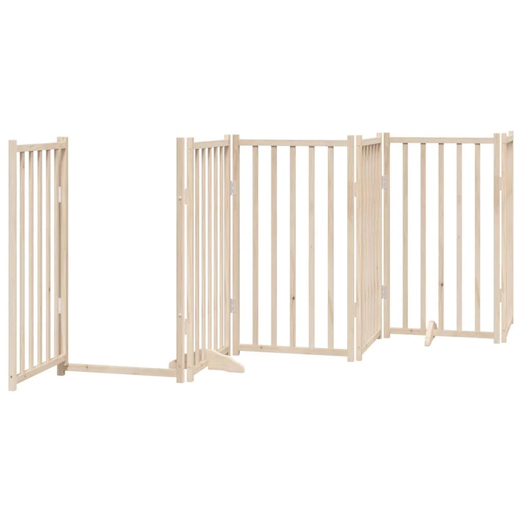 Cancelletto di sicurezza per cani con porta 6 pannelli legno massello di abete marrone 02_0023329