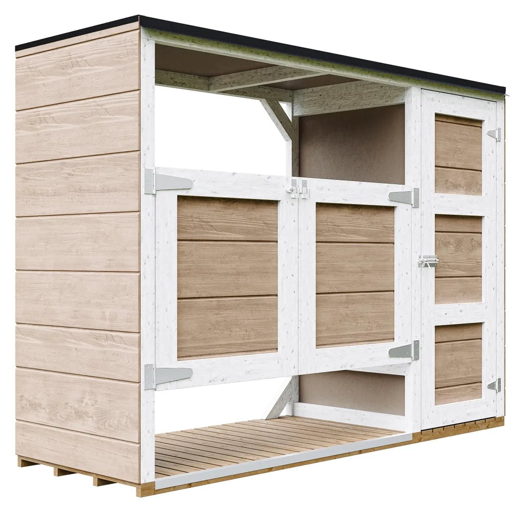 Ricovero per bidoni da giardino 2x240L TIMBELA M981A-TERRA BROWN