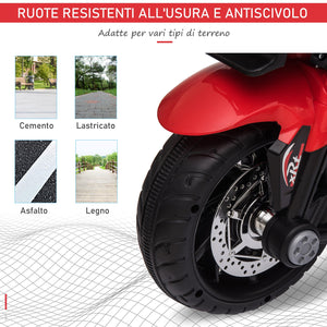 Moto Elettrica per Bambini 6V con 3 Ruote Rosso