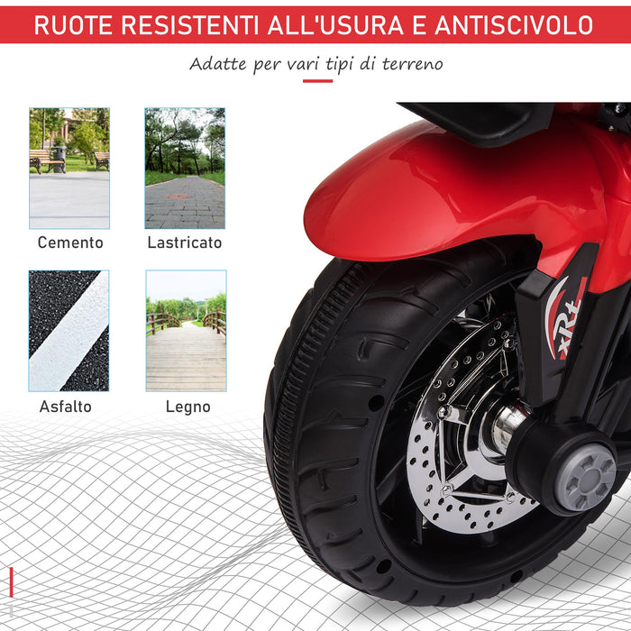 Moto Elettrica per Bambini 6V con 3 Ruote Rosso