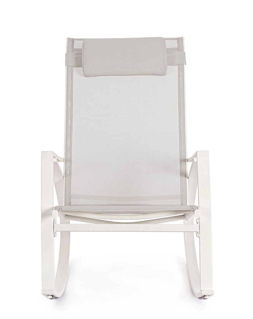 Poltrona a Dondolo da Giardino 60x107x95h cm in Acciaio e Textilene Ercolano Bianco e Grigio