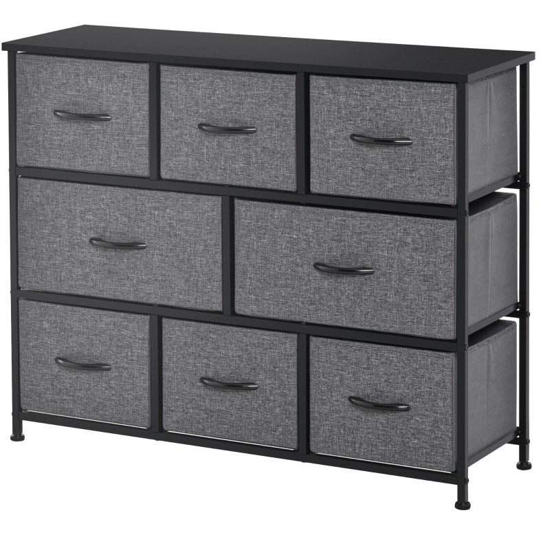 Cassettiera 100x30x78.5 cm con 8 cassetti pieghevoli in poliestere grigio scuro
