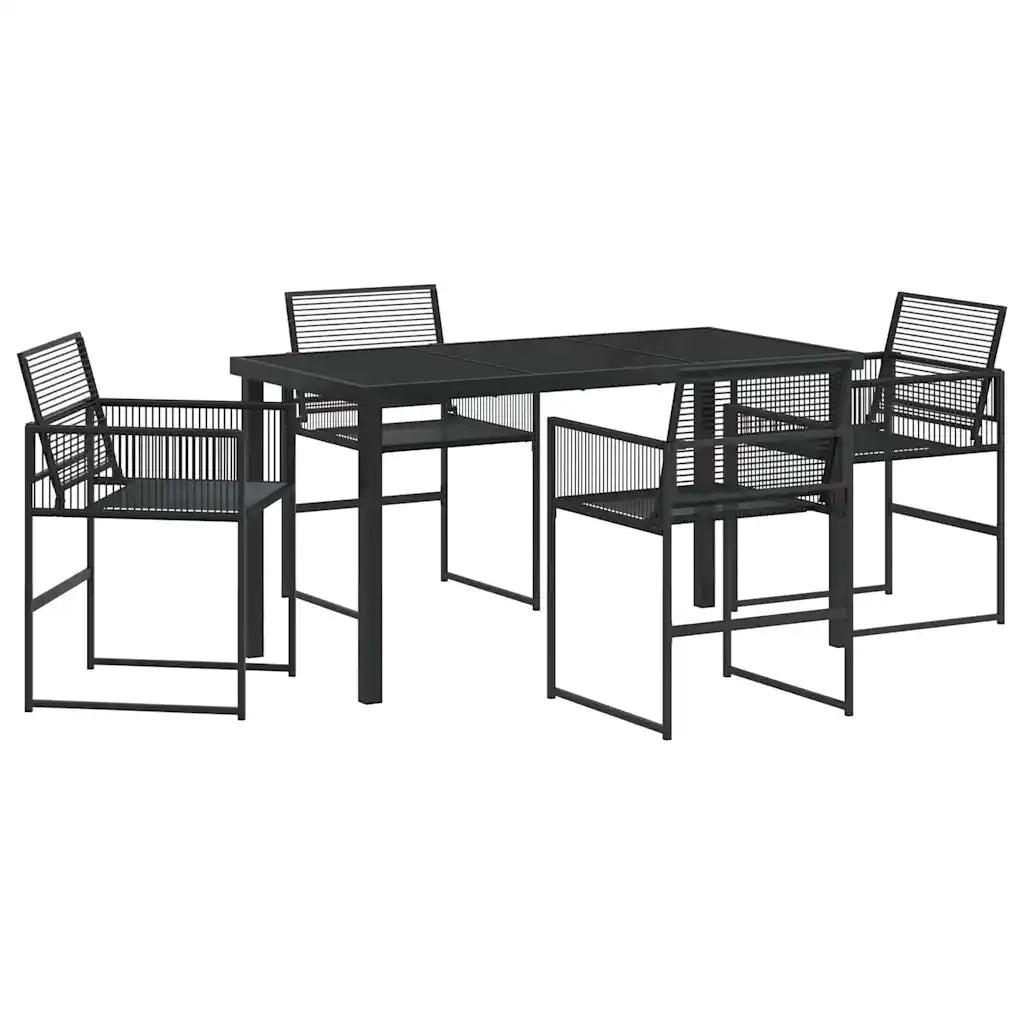 Set da Pranzo per Giardino 5 pcs Nero