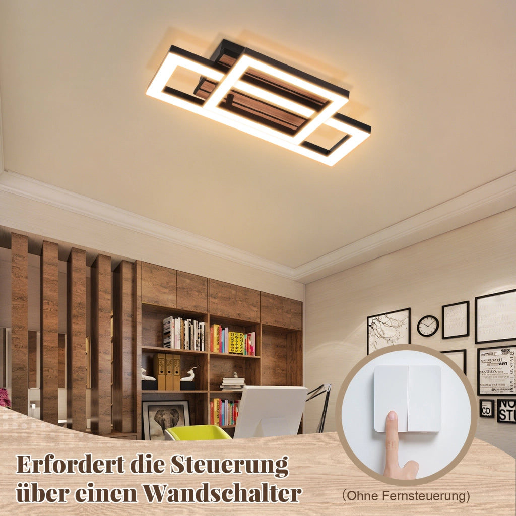 ZMH Lampada da soffitto LED 14W design moderno 3000K luce calda quadrata effetto legno soggiorno camera da letto