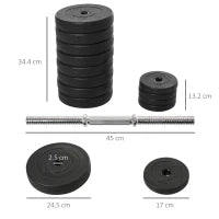Set Manubri Palestra 50kg (8x5kg, 4x1.5kg), Pesi Palestra con 12 Dischi da 1.5kg, 5kg, Փ25mm, per Allenamento a Casa