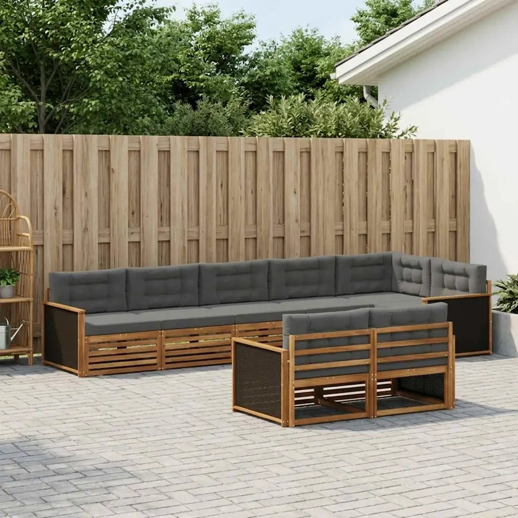 Set di divani da esterno con cuscino 8 pcs Naturale e Antracite 3383495