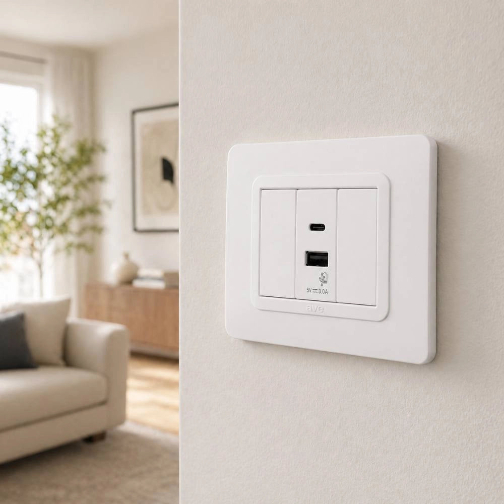 Alimentatore usb ave domus 441082usbac ricarica rapida 3a bianco