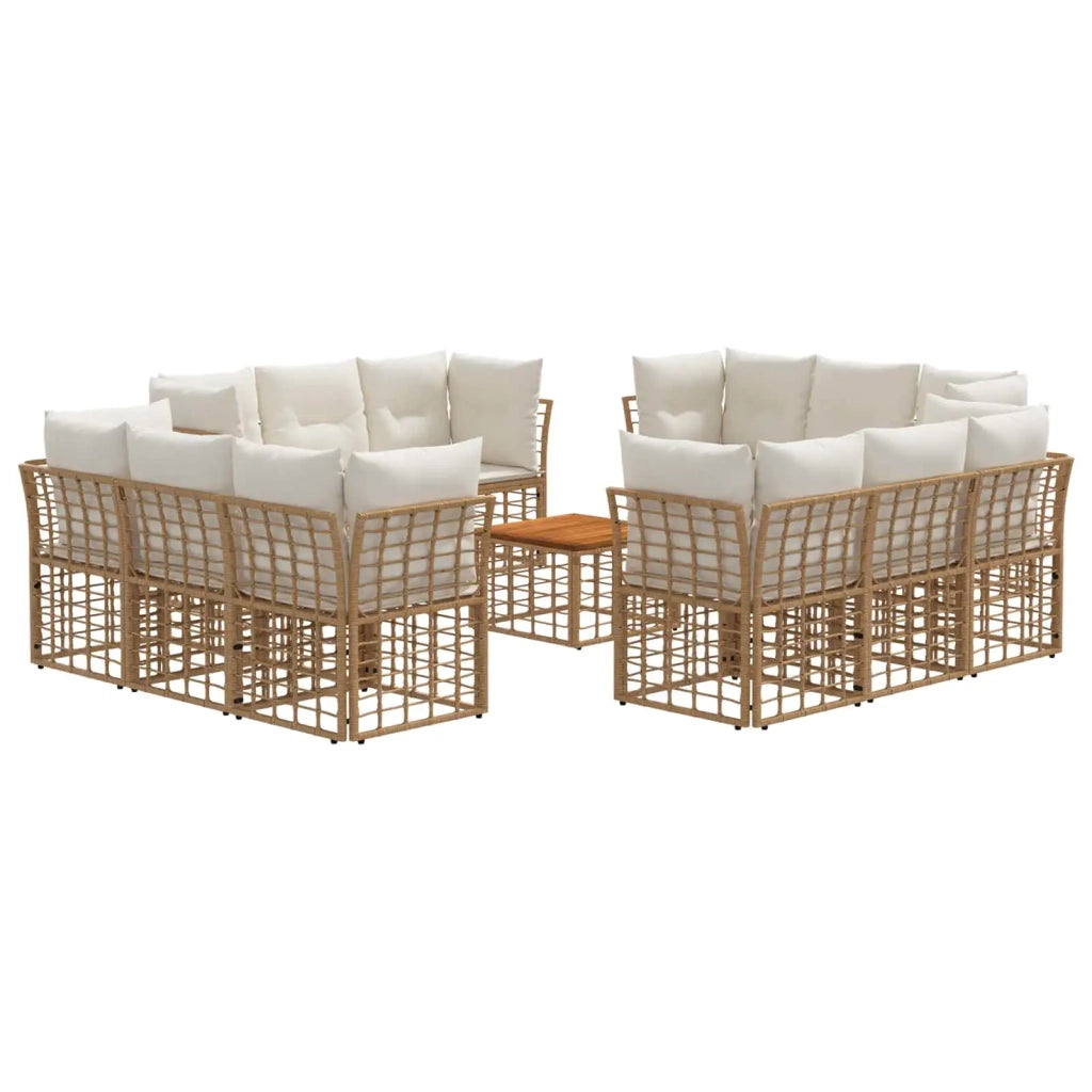 Set di divani da esterno 13 pcs Naturale e Bianco Crema