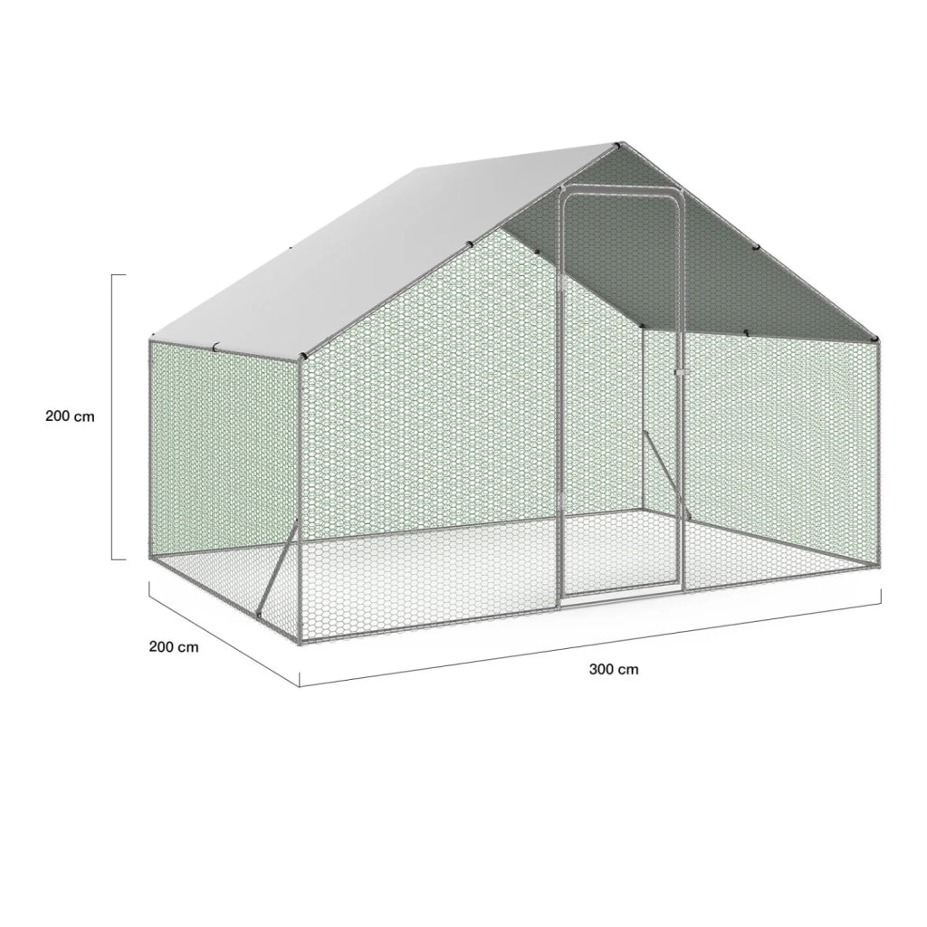 IDMarket - Recinzione per polli di 6 m² con rete metallica in acciaio zincato 3x2 M