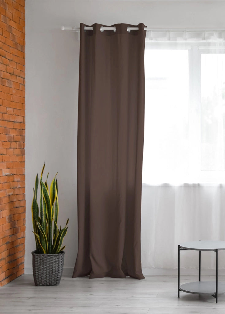 Tenda Semioscurante 140 x 290 Cm Moderne Con Occhielli  Marrone - 2 Tende