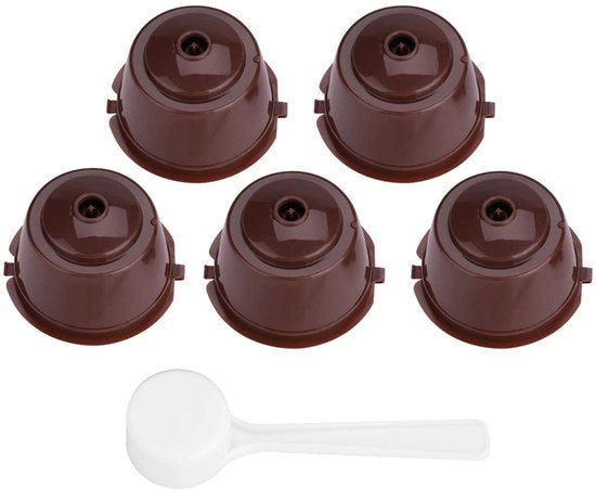 Filtro per Capsule di Caffè Reutilizzabile - 5 pezzi - Acciaio Inossidabile - PP Food Grade - Capacità 11g - Resistenze ai Colpi - Capsule di Caffè