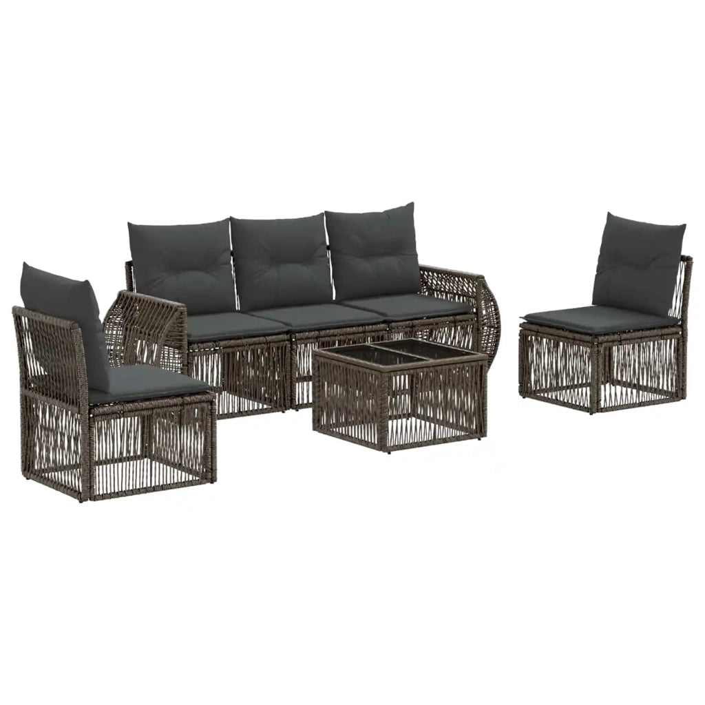 Set Divano da Giardino 6 pcs Grigio e Grigio Scuro polyrattan 3435377