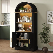 Mobile alto con ripiani regolabili e luci LED ¨C Minimal ¨C Nero, salvaspazio, 45x170x35 cm