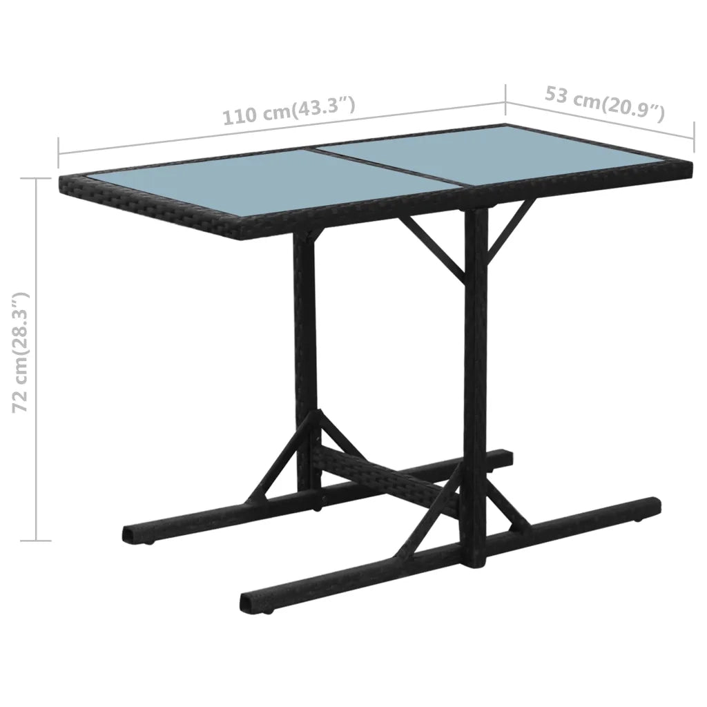 Set da Bistrot 3 pz con Cuscini in Polyrattan Nero 42539