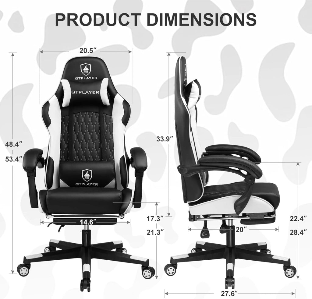 Sedia Gaming Ergonomica Sedia da Gaming Reclinabile con Schienale Regolabile, Poggiapiedi & Poggiatesta e Cuscino Lombare per Youtube Livestreaming Playstation bianco