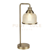 Lampada da tavolo Bistro II - Ottone antico e vetro in stile Holophane