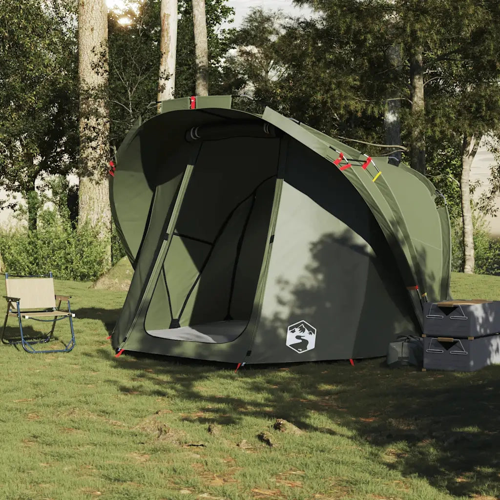 Tenda da Pesca per 4 Persone-Tenda da campeggio Verde Oliva Impermeabile 631827