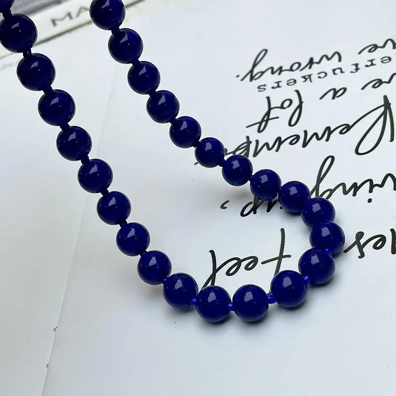 Collana di perle blu scuro fatta a mano: regalo per donna