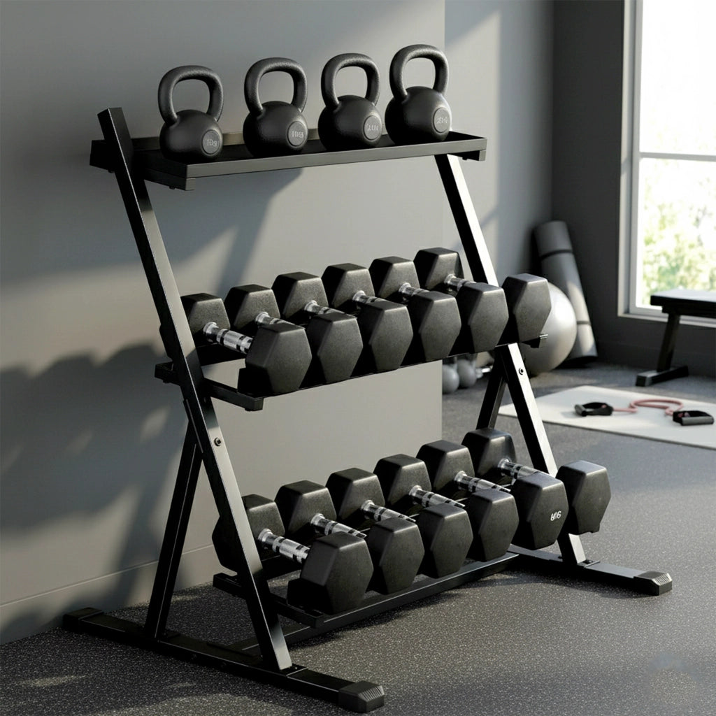 Supporto per Manubri Regolabile a 3 Livelli ¨C Xylo ¨C Max 200kg Antiscivolo
