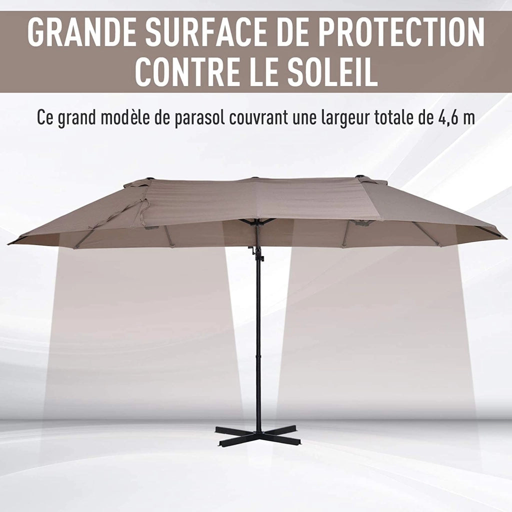 Ombrellone da Giardino Inclinabile ¨C zephmum ¨C Marrone, Poliestere, 4.45x2.7x2.6 m