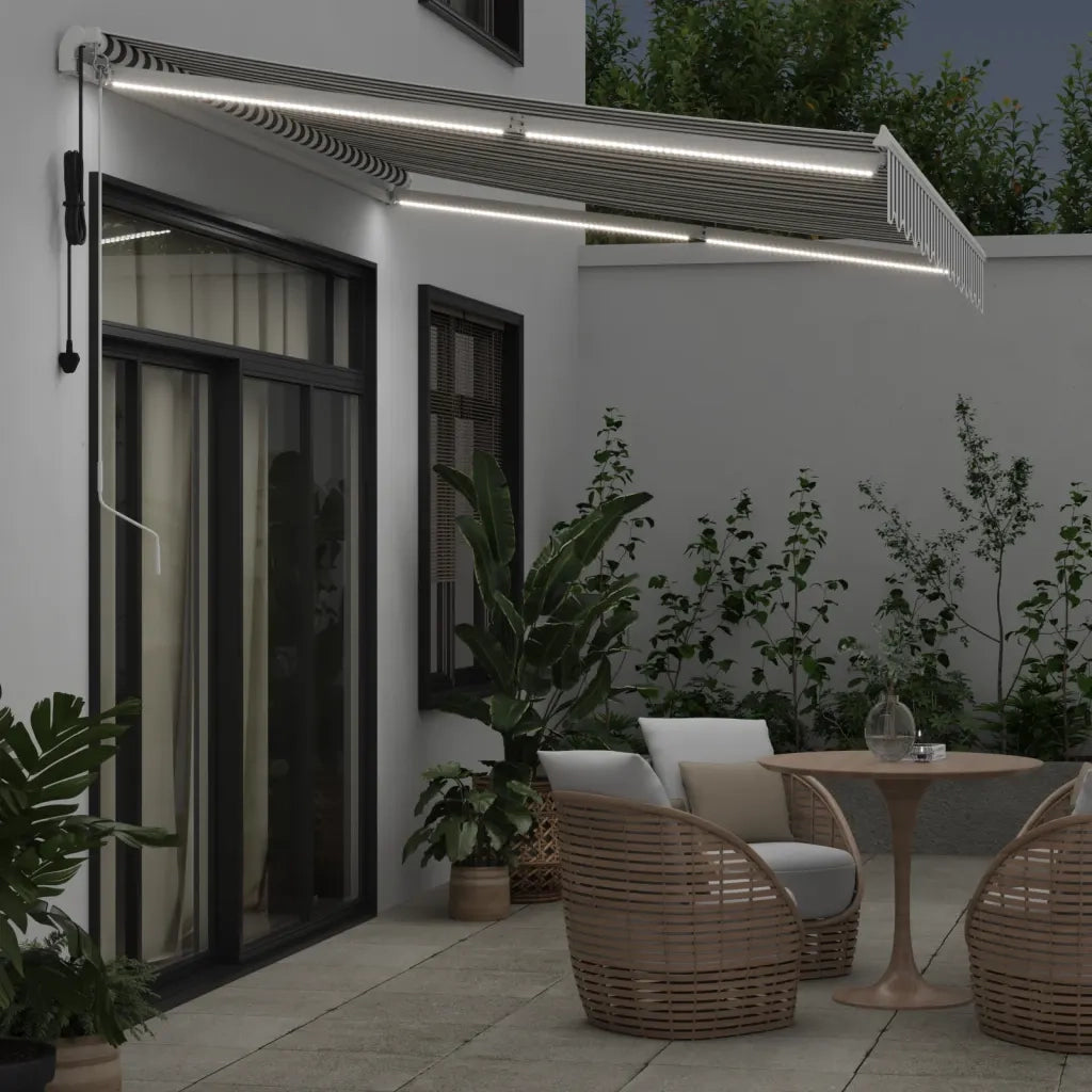 Tenda Retrattile Automatica LED Antracite e Bianco 350x250 cm 3215783