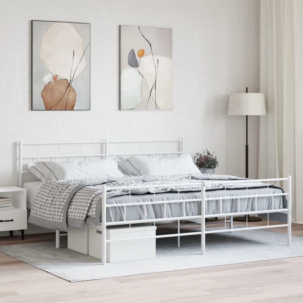 Giroletto con Testiera e Pediera Metallo Bianco 200x200 cmcod mxl 107251