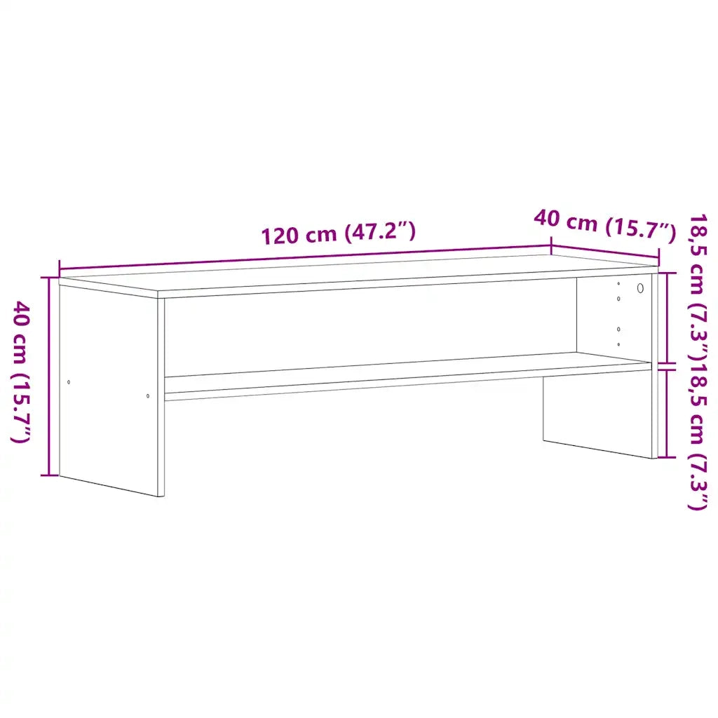 Mobile TV Rovere Nero 120x40x40 cm in Legno Multistrato 862391