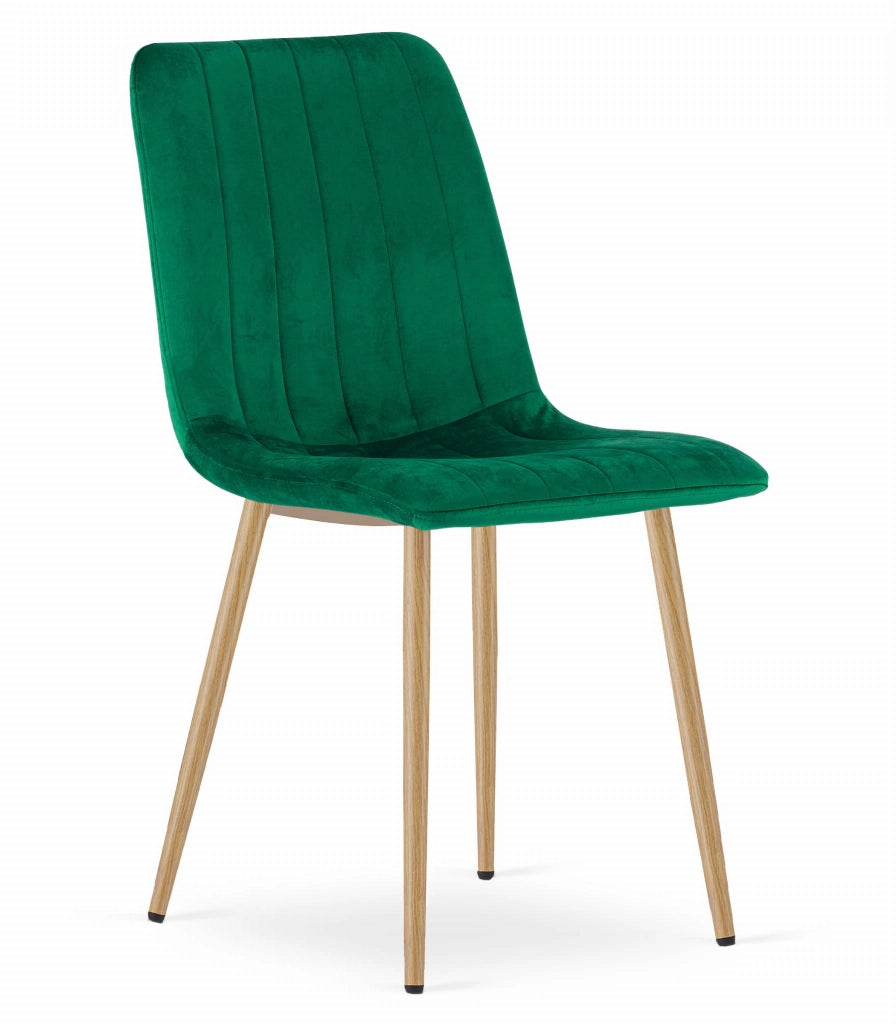 Sedia VALORA JEWA - Velluto verde scuro con gambe color legno x 3