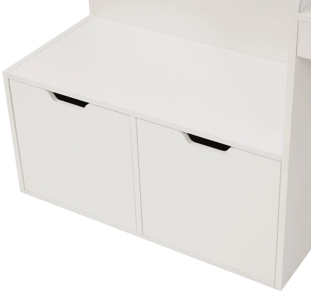 Letto singolo per bambini 90x200 cm con scrivania, cassetti e contenitore, bianco