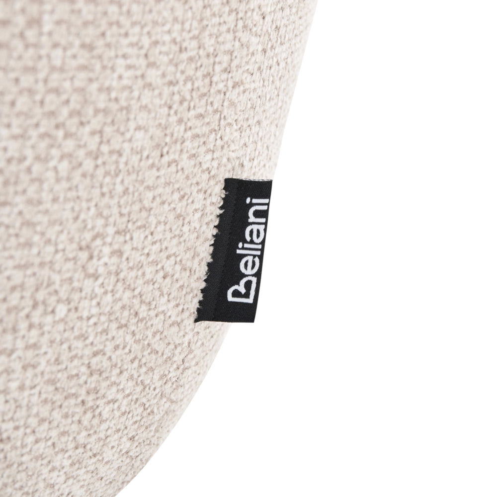 Poltrona girevole con seduta in ciniglia beige chiaro senza braccioli con cuscino, gambe in metallo in stile retrò