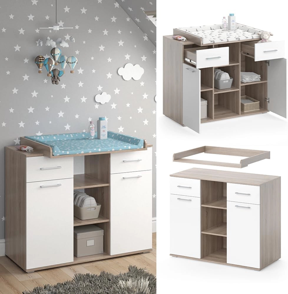 Fasciatoio Leonie, Sonoma, 113 x 109 cm, con fasciatoio rimovibile per l'utilizzo come cassettiera