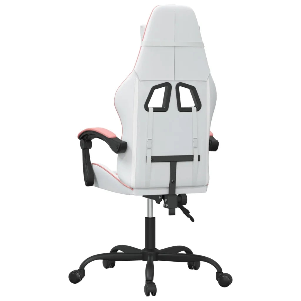Sedia da Gaming | Sedia da e-sports Girevole Bianco e Rosa in Similpelle