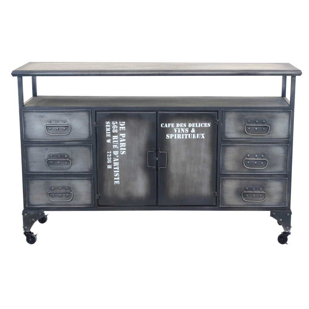 Madia per soggiorno Industrial in Acciaio cm 132 5x37 5x82 - HIRAM