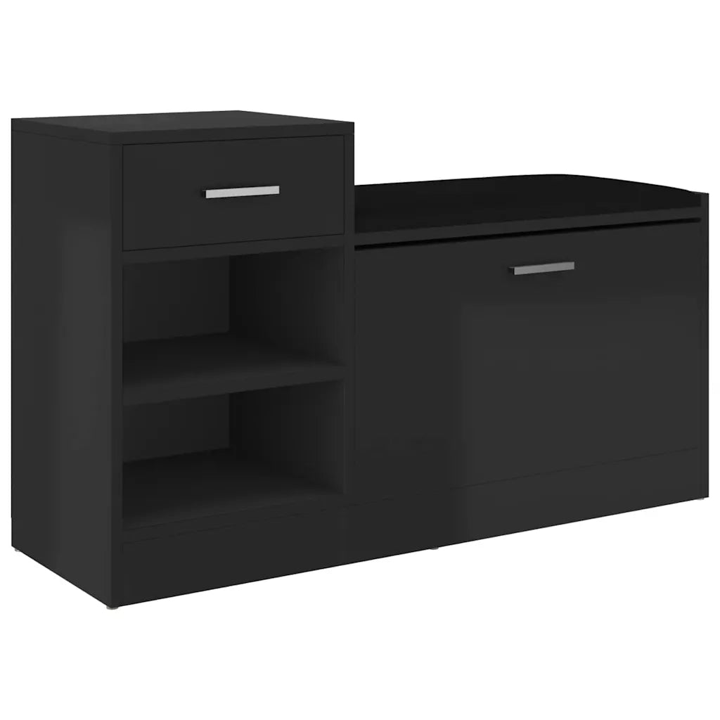 Panca Portascarpe Nero Lucido 94,5x31x57 cm in Truciolato cod mxl 60675