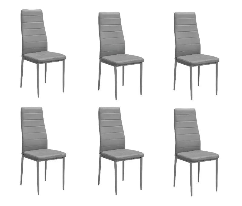  set 6 sedie moderne metallo ecopelle grigio 42,5x36x97,5 - Mobili 2G