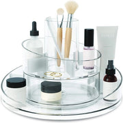 Organizzatore di cosmetici e trucco con alloggiamento integrato, 2 gusci e rotazione a 360 gradi, trasparente, misura unica