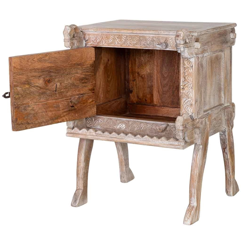 Comodino legno marrone finitura artigianale 50x47x66 cm