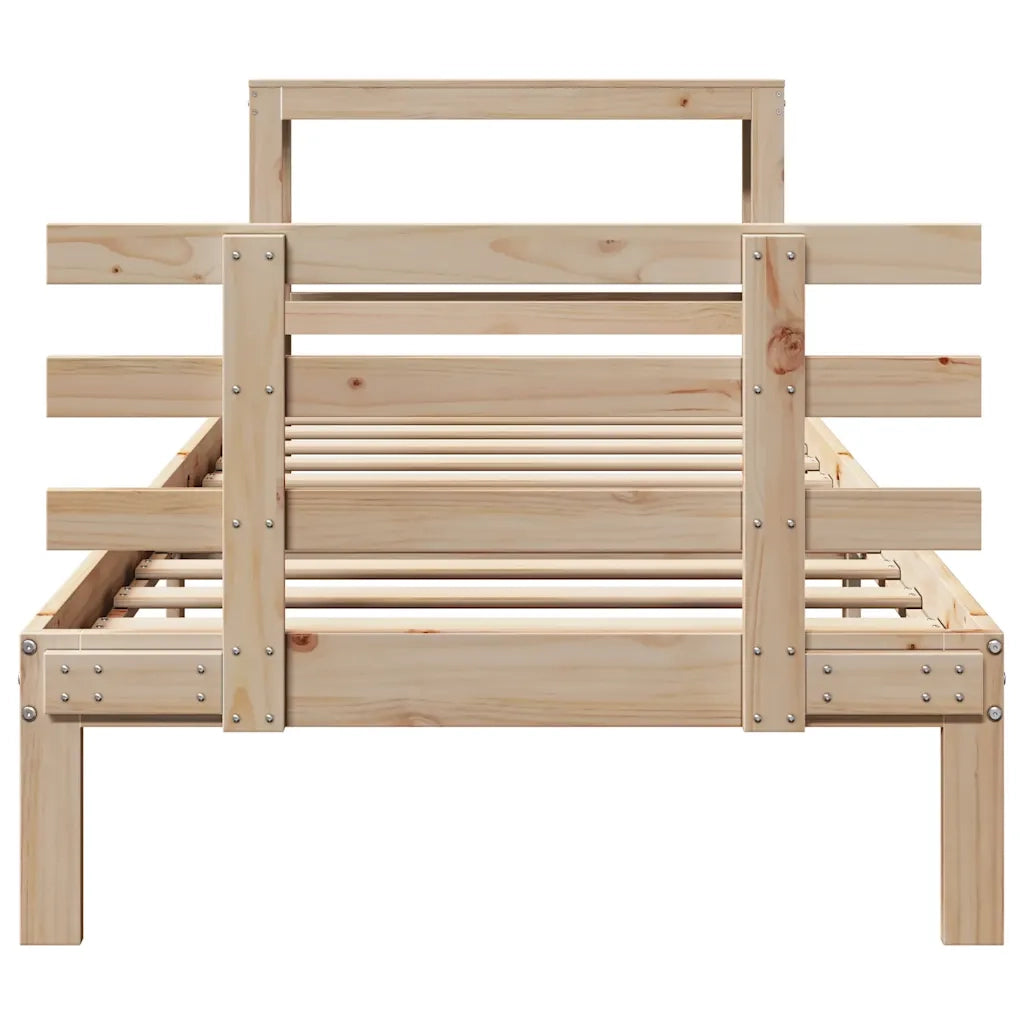 Giroletto con Testiera 90x190 cm in Legno Massello di Pino 3306098