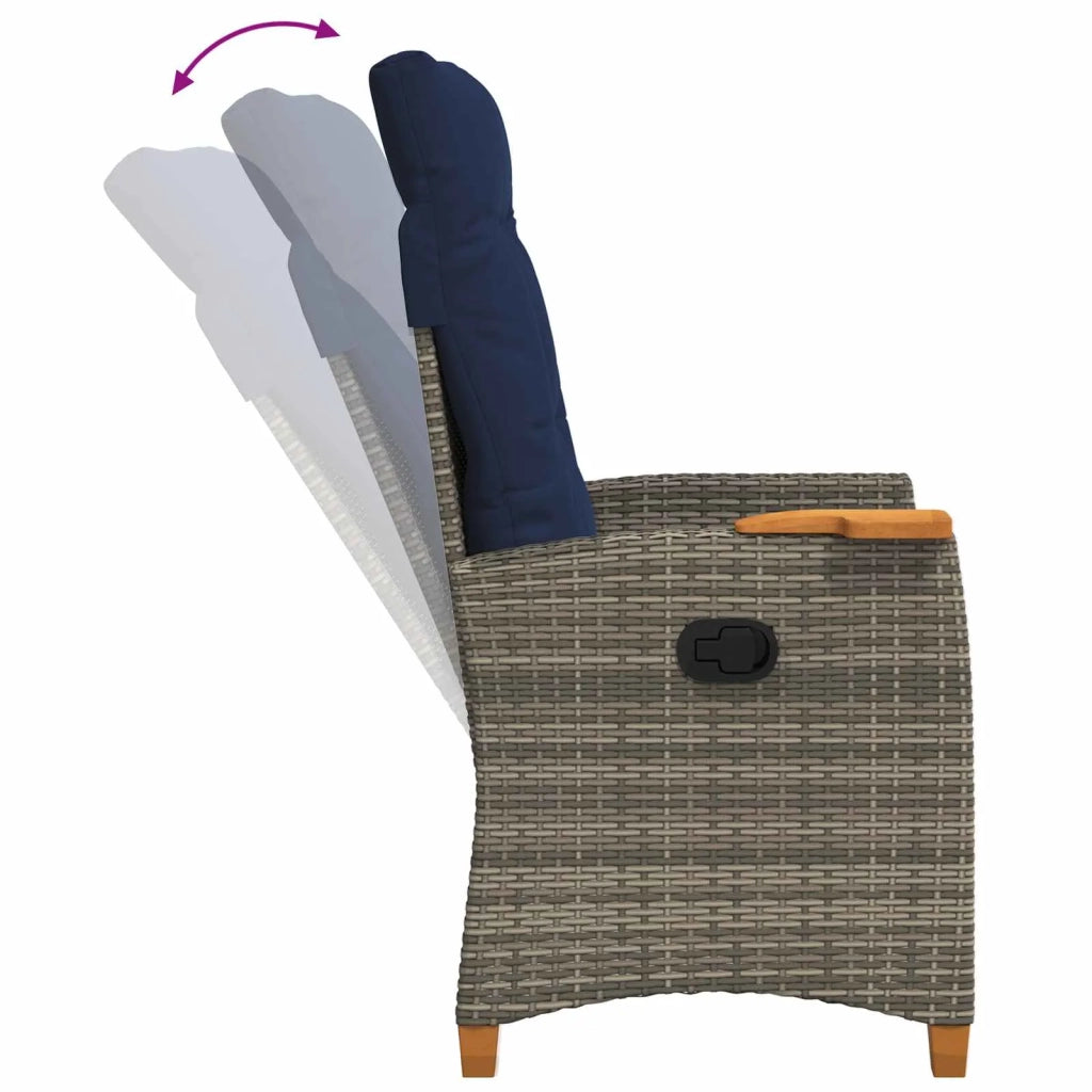 Poltrona reclinabile con tavolino 62 x 64 x 112 cm polyrattan CFW6272355
