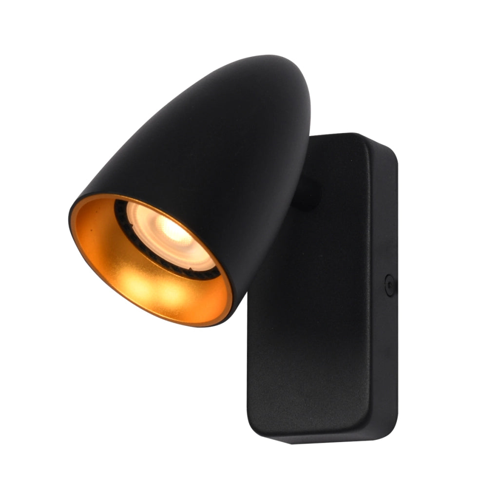 Applique spot orientabile nero/oro 1xGU10 Italux TINO