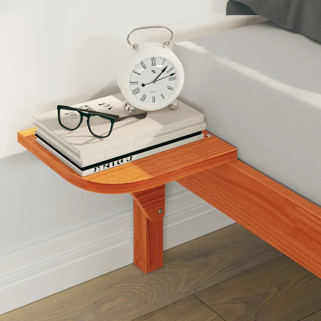 Letto con Tavolini Laterali Marrone cerato 140 x 210 cm