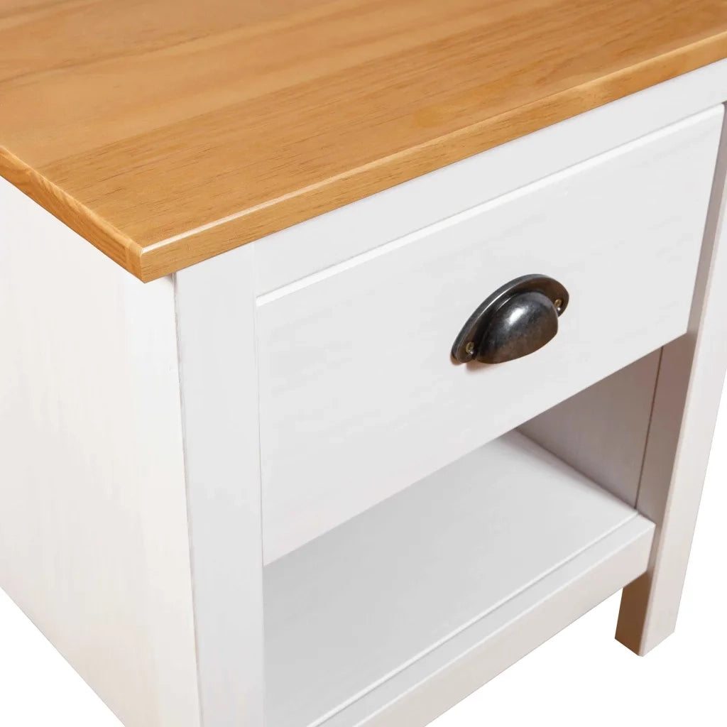 Set di 2 Comodini | Armadio da Notte | Mobiletto da notte Hill 46x35x49,5 cm Legno Massello di Pino