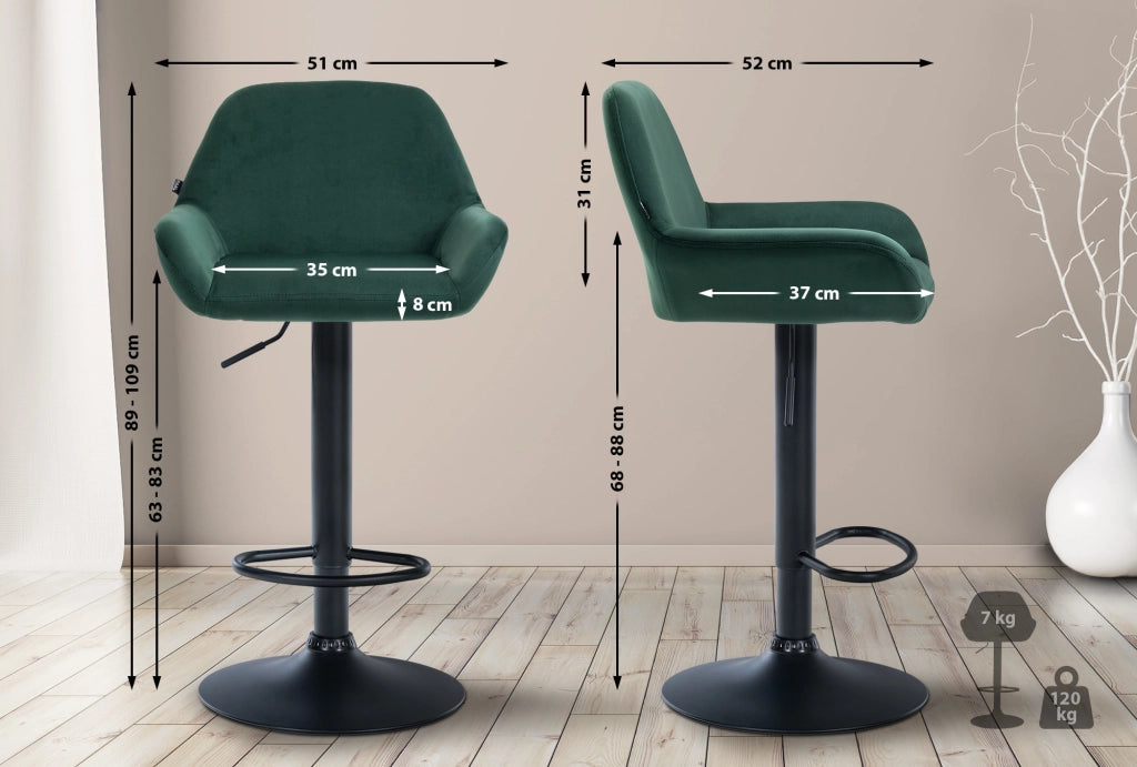 Sgabello Braga in velluto Verde scuro,nero