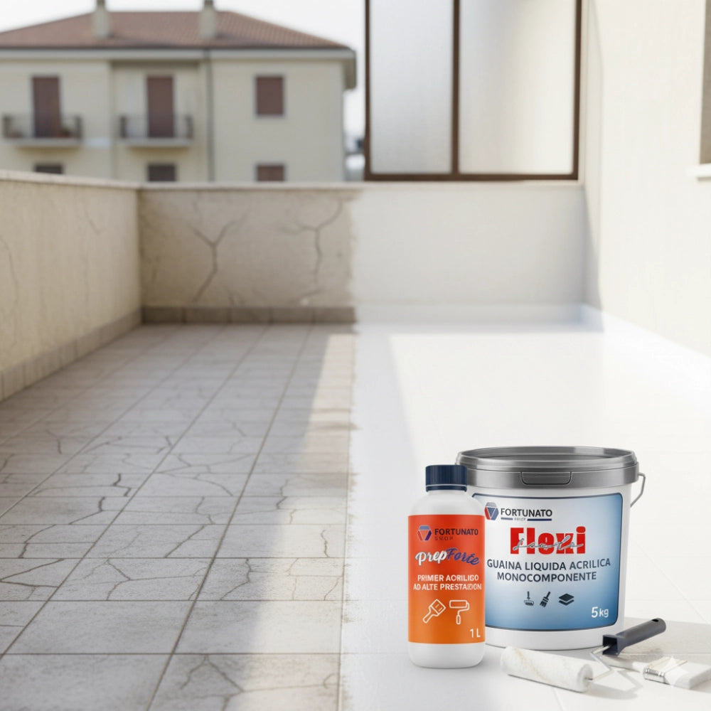 Soluzione professionale impermeabilizzante prepforte + flexiscudo per protezione superfici *** formato 5 kg + 1 l (si...