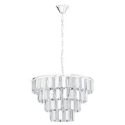 Lampadario A Sospensione Moderno Erseka Acciaio Cromo Cristallo 7 Luci E14