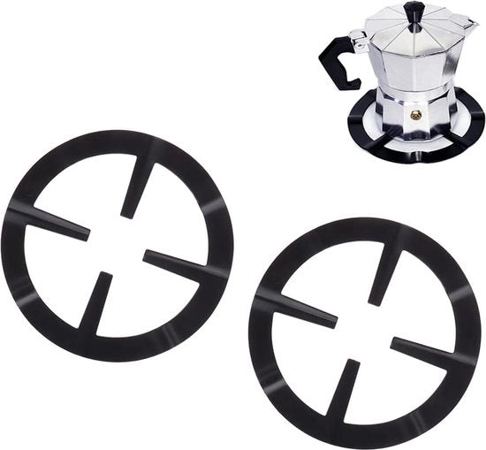 Set di 2 Piastre in Acciaio Inox per Fornello a Gas per Caffettiera e Padelle