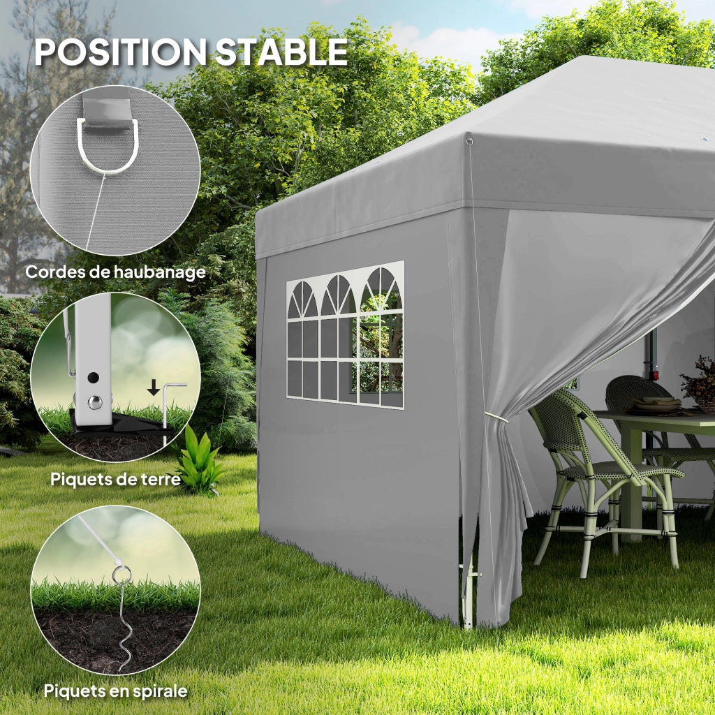 Tenda da giardino pieghevole ¨C zephmum ¨C grigio 3x6 m con 6 pannelli laterali
