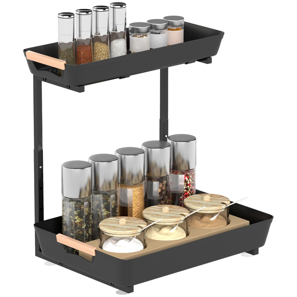 Mobile da cucina regolabile in altezza con 2 cestini ¨C zephmum ¨C 40x30x33.5-42 cm